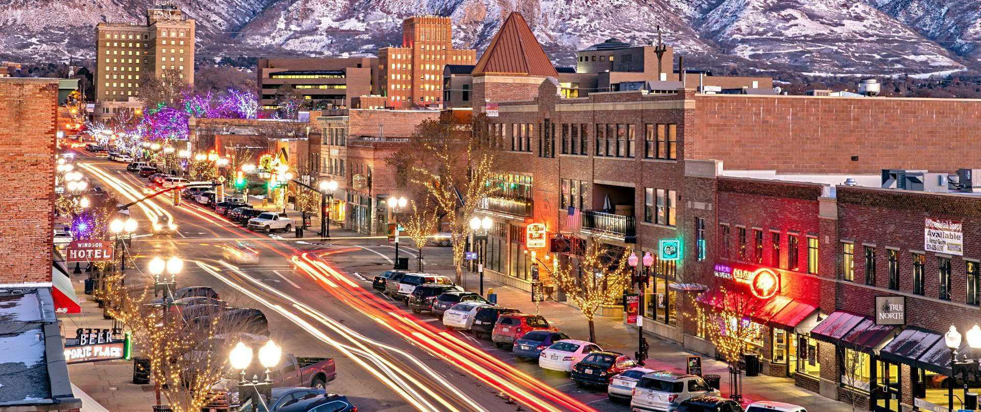 Ogden, UT with mountains in the background.